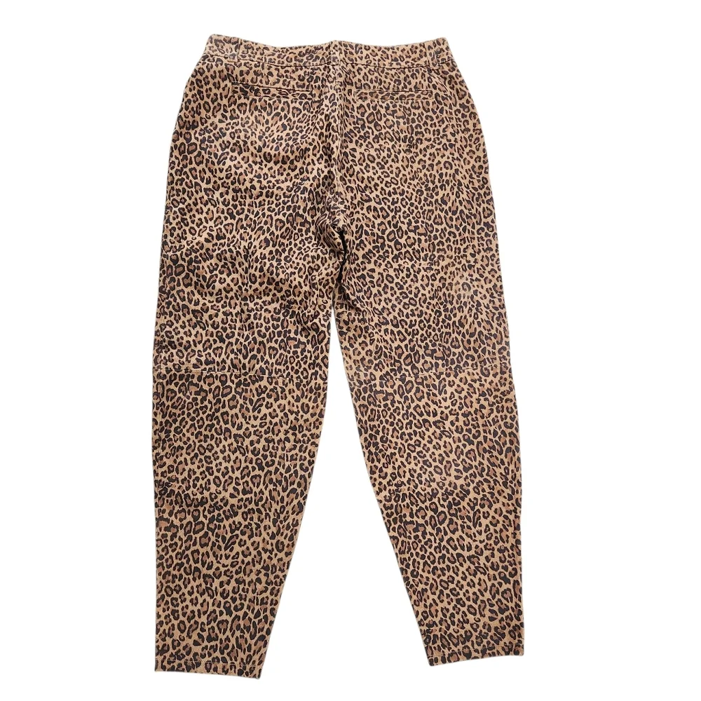 Revolve Lita By Ciara Suede Pants Size 30 Cheetah Barrel Leg High Rise Pleated - Picture 3 of 12